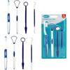SRV Hub Kit per la cura dentale da 8 pezzi, set di strumenti per la pulizia orale, plettro dentale, specchio dentale, detergente per lingua e spazzolino da denti, ideale per viaggi o piccoli bagni