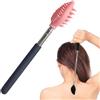 Generic Bastone telescopico per massaggio in silicone, tiragraffi allungabile, dispositivo lenitivo profondo a denti alti e bassi, adatto per rilassare i muscoli di spalle, schiena, vita e gambe, rosa