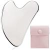 YANKUIRUI Gua Sha - Strumento per il viso in acciaio inox, guasha pietra, in metallo, per drenaggio linfatico, per viso, occhi, collo, corpo, regalo per la cura della pelle (argento)