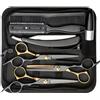 Generic Set professionale da barbiere in acciaio inox, 10 pezzi, con forbici per sfoltire, rasoio, tagliacapelli per uomini e donne, strumenti per il taglio di capelli da salone di casa
