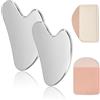 TRKETK 2 Pezzi Gua Sha Viso, Utensili per il Massaggio Durevole metallo Massaggio Viso Gua Sha Guasha Massaggiatore Viso Massaggio Facciale Corpo Gua Sha a Forma di Cuore Gua Sha Strumenti (Argento)