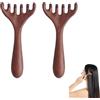 ZHAOYCSH 2 Pezzi Pettine da Massaggio in Legno con 6 Artigli - Massaggiatore per Cuoio Capelluto, Testa e Collo - Strumento Gua Sha Rilassante per Viso e Occhi - Pettine Meridiano con Manico Lungo