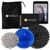 Bozeera Pallina Massaggio Piede Set 3 pz 6, 7 & 9 cm - Pallina Muscolare | 3 palline massaggio 6, 7 & 9 cm (1 dura & 2 medie) per piedi, schiena ecc., fascia, incluso:video, libretto & borsa