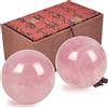 juanxian 2 palline da massaggio al quarzo rosa da 4 cm con confezione regalo palline da rotolamento a mano per esercizi di fitness palla elastica muscolare per pallamano agopunto, strumento di