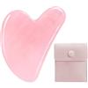 YANKUIRUI Gua Sha, Strumento per Massaggio in Giada Naturale al Quarzo Rosa per Scolpire la Mascella, Ridurre il Gonfiore, Viso, Occhi, Collo e Corpo, Regalo per la Cura Della Pelle
