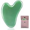 YANKUIRUI Gua Sha pietra naturale a forma di cuore strumento per massaggio del viso, regalo per la festa della donna, agopuntura, terapia punto trigger anti-invecchiamento (verde chiaro)