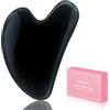 YANKUIRUI Gua Sha - Raschietto per il viso in pietra di giada naturale Guasha per gonfiore degli occhi, rafforzamento della pelle, ringiovanimento del viso e del collo (nero)