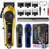 VGR 170 Macchinetta Tagliacapelli Professionale Uomo, Regolazione A Leva, Tagliacapelli Elettrico Senza Fili Con 2 Pettini Modulari, Lama Rivestita In Titanio, Ricarica USB E Display LED