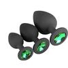 BONDAGERIE® Plug anale in silicone nero, con diamante verde, sacchetto incluso, Taglia Kit 3 Plug S M L