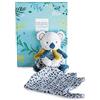 Doudou et Compagnie - Peluche Koala con fazzoletto stampato - Yoca le Koala - Blu - 15 cm - Confezione Regalo - Idea Regalo Nascita Ragazza o Ragazzo - Garanzia Doudou Perso - DC3667