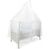 Baby Idea Zanzariera Lettino Neonato con Supporto Asta con velo per Culla in Tulle Antistrappo Protezione Sicura da Zanzare, Insetti e Polvere Made In Italy (Bianca bordata in beige)
