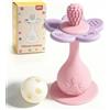 Joyvity Anello da dentizione per bambini, motivo floreale, con ventosa, giocattolo Montessori a partire dai 3 mesi, per bambini e bambine