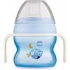 MAM Bicchiere da apprendimento, a partire da 4 mesi, 150 ml, Primo bicchiere del bambino, ugello anti-spargimento, in silicone, facile accettazione, con manici che si illuminano al buio, blu,