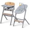 kk Kinderkraft Kinderkraft Seggiolone Pappa LIVY + Sdraietta CALMEE, 4in1, Sedia per tutta Famiglia, dalla Nascita fino 110 kg, Regolazione, Struttura ergonomica, Minimalista Design, Legno