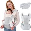 Bebamour Marsupio per neonati e bambini piccoli, seduta per i fianchi 0-36 mesi con cappuccio, 3 imbottiture anti-morso, prolunga per i fianchi, borsa portaoggetti e custodia per ciucci,grigio