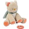 Nattou Peluche con Attività, Cotone e Velour, Con Musica e Anello da Dentizione in Silicone, Gatto Lana, Ca. 30 cm, Mila, Zoe e Lana, Beige