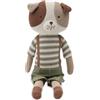 Jollein Peluche Cane Mick - Lavorato a Maglia - 30 cm - Pupazzo in Tessuto con Salopette