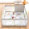 Julrrimg Box Bambini con Materassino 150 x 150 cm - Recinto per Bambini | Box Bambino in Rete Traspirante