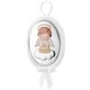 Argenteria MB Medaglione Musicale Capoculla Sopraculla Ovale con Angelo in Argento Smaltato, Personalizzabile con Incisione del Nome, Idea Regalo per la Nascita da appendere alla culla del neonato