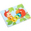 HABA HABA 303189 - Puzzle in legno con bruco e mela, 6 pezzi, con grandi bottoni in legno, colore: Trasparente