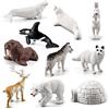 Morofme Set di 10 personaggi di animali artici, inclusi orsi polari, volpi di neve, balene bianche, squali, alci, iglue, ecc., per decorazioni da collezione