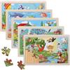 KELAV Puzzle Bambini 3 Anni,Puzzle Legno Bambini 5 X 24 Pezzi,Giochi Legno,Giocattoli Educativi Prescolari Regali di Animali dei Cartoni Animati per Adatto per Viaggiare