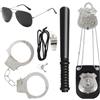 Lufdegim Set di 6 accessori per costume della polizia, accessori per costume della polizia, costume da swat, manette, distintivi, occhiali da sole, accessori per giochi di ruolo, costume da polizia per