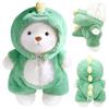 FOSER Orsacchiotto di peluche con costume di pecora, 30 cm, orsacchiotto, supporto emotivo, camice rimovibile, angelo custode rosa, orsacchiotto portafortuna (verde)