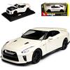 Burago COMPATIBILE Nissan Skyline GT-R R35 Coupé bianco modello dal 2008 versione 2017 1/24 modello Auto