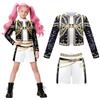 KQWVZ KPop - Costume per bambine e ragazze, costume pop coreano, 3 pezzi, costume da anime per bambine, abito da idolo cantante pop, con abbigliamento, pantaloncini e t-shirt, per Halloween e