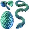 Joycabin Serpente Giocattolo 3D Stampato, Uovo di Drago 3D Stampato Pasqua, Uova di Serpente, Animali 3D Stampati Giocattolo per Bambini Regali, Decorazione da Scrivania e Casa (45cm/Blu-Verde)