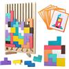 Shenkon Tech Puzzle 3D di Legno Tetris, Giochi Montessori Bambini 3 4 5 6 Anni, Cervello Giocattoli con 41 Colorato Blocchi Geometrici, Intelligenza Jigsaw Rompicapo, Regali Educativi per Bambini