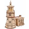 UGEARS Split Rock Lighthouse 3D Puzzle - Kit Miniatura Fai Da Te Modelli in Legno per Adulti con Luce LED Notturna - Puzzle 3D in Legno per Adulti - Regali di Artigianato per Ingegneri - 295 Pezzi
