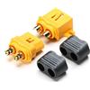 XT 5 paia (10 pezzi) di connettori Amass Premium XT60L XT60 a 2 pin, connettori dorati, ad alta corrente LiPo, per batteria LiPo, colore giallo, con tappi
