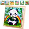 KOIROI Cubo per immagini in legno, puzzle 3D, 6 in 1, motivi animali | Puzzle Montessori in legno, 6 in 1, motivo: animali, con 16 dadi, giocattolo per bambini a partire da 1, 2, 3, 4 anni
