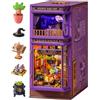 ROBOTIME Whisper Magic Shop Book Nook, casa in miniatura fai da te per | Puzzle 3D in legno con luce LED calda, fermalibri, diorama, antipolvere, decorazione per libreria, regalo fantasy antistress