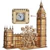 Music Park Puzzle 3D Adulto Big Ben in Legno con Luci LED Orologio Funzionante Modellino da Costruire con Ruota Panoramica, Gioco di Costruzione Decorativo, Regalo Elegante per Appassionati