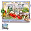 ROWOOD Puzzle 3D in legno per adulti, kit di modellini di barche rosse di Monet da costruire, kit fai da te in miniatura con luci, decorazione artistica da parete per casa e ufficio, display da
