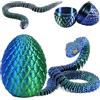 Joycabin Giocattolo di serpente stampato 3D, Pasqua 3D, uovo di serpente stampato 3D, uova di serpente, uova di serpente, animali stampati 3D, per bambini, regali di scrivania (Blu Verde)