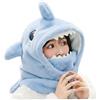 Syglawnd Cappello da squalo Cappello a cuffia 3 in 1, Maschera da sci in peluche con copertura integrale, Cappuccio copri casco da sci con animali carini per l'inverno, Blu