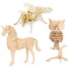 Georgie Porgy Puzzle in legno 3D da collezione, kit di costruzione per bambini, giocattolo educativo fai da te, regalo fai da te, confezione da 3 (ape, unicorno, gufo)