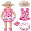 Ourdort Set di Nuoto per Bambole 4 Pezzi,Vestiti Bambole Reborn | Estate Costume da Bagno per Bambole,Vestiti Bambole per Baby Bambola,Accessori per Bambole Reborn 35-43CM,Regalo per Ragazze