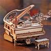 ROBOTIME 3D Puzzle in legno Pianoforte Magico, Kit di Modello Adulti Della Scatola Musicale, Costruzioni Semovente Della Struttura Dell'ingranaggio, Ideale Regalo