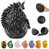KAHAUS Creatura 3D nell'uovo - Guscio magico con cucciolo di drago 30 cm | Grande 10 cm | Giocattolo fantasy mobile e personaggio da collezione per bambini (Nero)