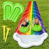 Morofme Scivolo d'acqua arcobaleno da giardino per bambini, 480 x 140 cm, doppio scivolo d'acqua con body board, scivolo d'acqua con spruzzatore d'acqua, per adulti e bambini, all'aperto, per prato