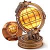 FUNPOLA Puzzle 3D in legno Star Orbit Globe con luci LED - Modello di globo rotante DIY con luce calda, decorazione da scrivania stile steampunk, regalo creativo per adulti e ragazzi (A+)