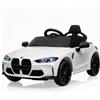 Garvee Auto Elettrica per Bambini BMW M4 con Licenza Ufficiale 12V,Bianco | Telecomando a 2,4 GHz, sistema di sospensioni, LED, porta USB, cintura di sicurezza, quattro livelli di velocità