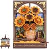 ROBOTIME Puzzle 3D in Legno Girasoli, Opera Artistica con Luce LED, Kit DIY per Adulti, Decorazione da Parete, Regalo per Amanti dell'Arte