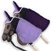 SKIPPI Coperta reversibile e cuffia per hobby Horse - erica e prugna, accessorio per hobby, coperta per cavalli e orecchie da mosca bicolore per cavallo, per la maggior parte dei cavalli A3 e A4
