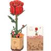 rowood Puzzle 3D Fai da te Fiore in Legno Kit Modellino di Fiori Artificiali Da Montare Per Adulti (Red Rose)